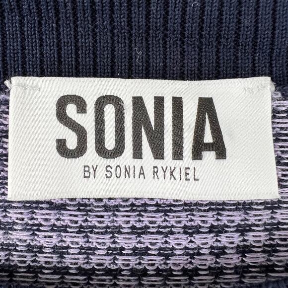 Sonia by Sonia Rykiel Purple Print Long Sleeve Ruffle 100% Cotton Pullover Sz L - Picture 6 of 8